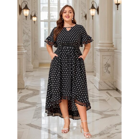 Plus Size Womens Evening Dress Mesh Ruffle Maxi Cocktail Party Summer - Picture 4 of 8